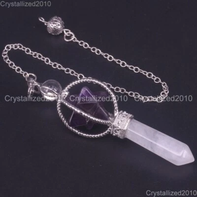 Piedras Preciosas Naturales Merkaba Péndulo Cristal Curativo Punta Reiki Chakra Colgante Foto 1 de 4