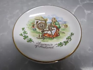Arklow Porcelain Republic of Ireland Hand Painted Bowl Gold Band Woman & Loom - Picture 1 of 6
