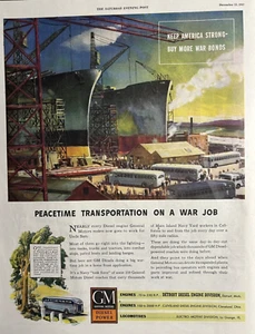 1943 General Motors Diesel Power Peacetime Transportation War Time VTG Print Ad - Picture 1 of 1
