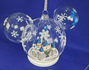 Disney Park Ornament Mickey Ears Blown Glass 2019 Fantasyland Castle W/Stand - Picture 1 of 10