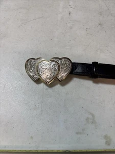 MONTANA SILVERSMITHS Women’s 3-Hearts Buckle & 36” western belt W/Silver Hearts - Picture 1 of 9