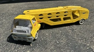 VINTAGE 1960s TONKA CAR TRUCK HAULER TRANSPORTER PRESSED STEEL TOY USA MADE - Picture 1 of 18