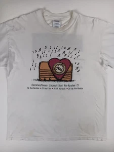 Vintage Cincinnati Herz Mini Marathon Rennen Lauf T-Shirt Größe Large weiß  - Bild 1 von 16