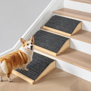 3-Pack Wooden Dog Ramp for Stairs, Anti-Slip Pet Steps for Small Dogs with Ca... - Picture 1 of 7