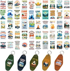 50 Stil UV DTF Cup Wraps Schlüsselanhänger Aufkleber im Camping Stil - Bild 1 von 7