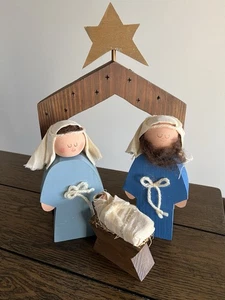 Belén vintage tallado a mano madera 5 piezas hecho en Belén Israel - Imagen 1 de 11