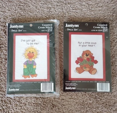 2 Suzy's Zoo Vintage Cross Stitch Kits. NIP. 5x7 Frames. #38-60, #38-62 - Image 1 of 4