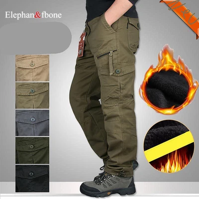 Thermo Cargo Hose Herren Winter Arbeitshose gefüttert Fleece Dehnbund - Bild 1 von 3