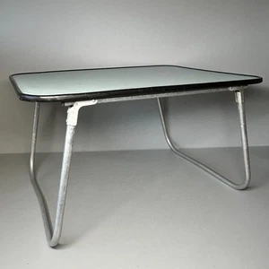 Vintage Light Blue Lap Tray 19" Folding Retro Camping Portable Mini Table - Picture 1 of 18