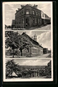 AK Miesenbach, Gasthaus und Handlung Rud. Kneller, Schule und Kirche  - Picture 1 of 2