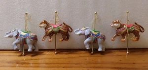 Avon Carousel Christmas Ornaments Elephant Tiger 4pc Vintage - Picture 1 of 4
