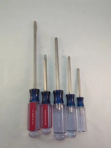 Craftsman USA 5pc Phillips & Flat Slotted Screwdriver Set Lot WF Western Forge - Picture 1 of 7