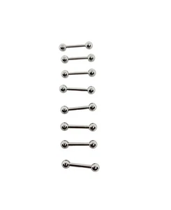 8 barras de acero quirúrgico 14GA-1,6 mm longitud 3/8' bola tamaño 4 mm joyería corporal  - Imagen 1 de 2