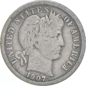 1907-P Barber Dime 90% Silver Average Circ *5109 - Picture 1 of 5