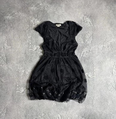 Killah By Miss Sixty M/尺寸圆点网纱连衣裙哥特式 Y2K 前卫喇叭  — 第 1/4 张图片