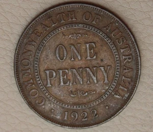 * 1922 PENNY AVERAGE AUSTRALIA BRONZE COIN #MQT24 - Picture 1 of 8