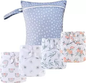 9 Sets Newborn Baby Cloth Pocket Diapers One Size Adjustable - Picture 1 of 8