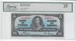 1937 Coy/Tow $5 Note BC-23c ; LEGACY VF-35 SN# H/S 6425610 Comments - Picture 1 of 2