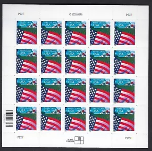 3449 MNH sheet of 20, 34-cent First Class postage stamps - "Flag over Farm" - Picture 1 of 1
