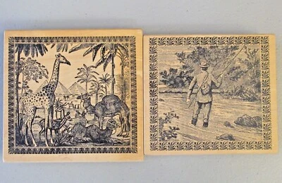 Sellos magenta pesca con mosca Egipto postre oasis sellos grandes estilo vintage  Foto 1 de 3