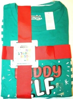 Joe Boxer Navidad Vacaciones Papá Elfo Hombre 2 Piezas Pijama Conjunto Verde/Rayas Foto 1 de 4