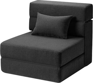 Folding Sofa Bed with Pillow- Convertible Chair Floor Couch Single, Dark Grey - Picture 1 of 6