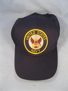 United States Navy Baseball Cap Eagle & Golden Yellow Emblem Hat Navy Blue (O) - Picture 1 of 6