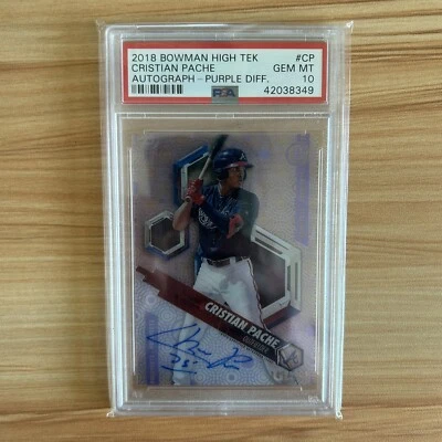 2018 Bowman High Tek Cristian Pache Auto Purple PSA 10 Atlanta Braves /150 - Image 1 of 2