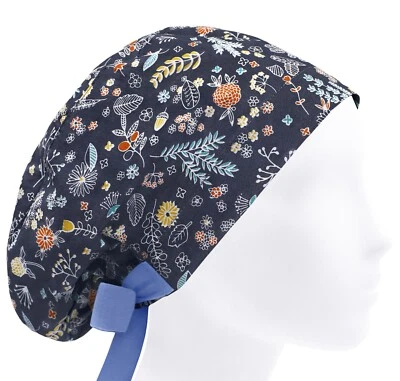 Womens scrub caps, scrub hat, surgical cap, flower scrub hats, medical cap - Image 1 of 3