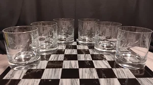 6 Leaf-Cut Classic Low  Highball Tumbler Old Fashioned Glasses Set - Picture 1 of 9