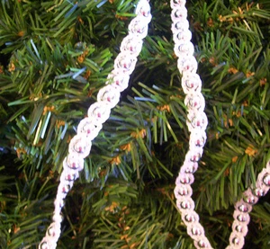 Crochet White on Silver Beaded Christmas Garland 18' - Picture 1 of 2