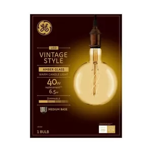 GE Vintage Style LED Light Bulb, Globe Light Bulb E26 Medium Base, G63 - Picture 1 of 1