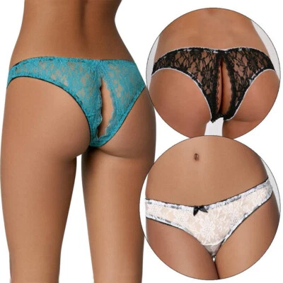 Bragas de encaje para mujer sin entrepierna ropa interior tangas lencería tanga calzoncillos florales Foto 1 de 4