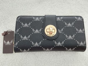 Wendy Keen Wallet Women's Black, White, and Gold  Zipper Logo Cardholder Coin 