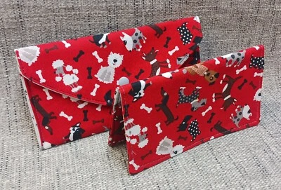 RED DOGS Tela Chequera Cubierta Billetera CONJUNTO Tarjeta de Débito Registro EE. UU. Hecho a Mano  Foto 1 de 4