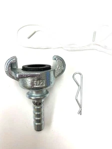 1/2" BARBED UNIVERSAL COUPLER FITTING WATER COUPLER ZINC W/ COTTER PIN - Picture 1 of 6