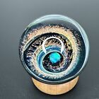 Contemporary Art Glass Marble 1.83" Handmade Vortex Mib, Dichroic, Opal, Fumed