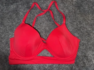 Victorias Secret Pink Swim Bikini Top L Keyhole Strappy Red - Picture 1 of 3