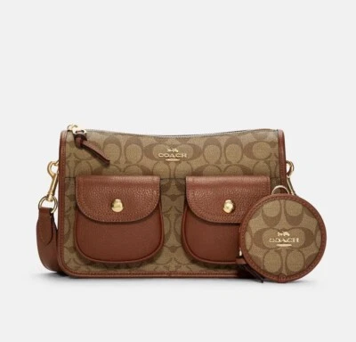 Bolso Bandolera COACH Mujer Pennie Signature Lona con Estuche para Monedas Foto 1 de 4