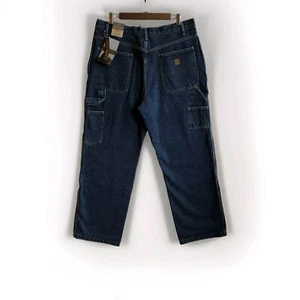 Pantalones de mezclilla Northeast para hombre 36x30 verde carpintero a cuadros forrados doble rodilla nuevos con etiquetas - Imagen 1 de 8