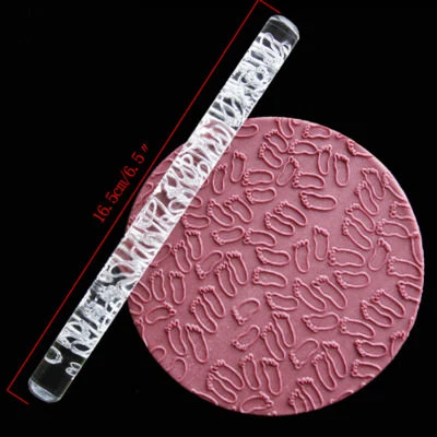 Baby Feet Rolling Pin Embossed Design Fondant Icing Cake Decorating Topper Craft - Image 1 of 4