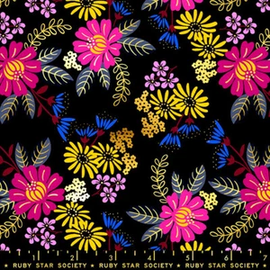 Moda Fabrics 1026 16M RUBY STAR METALLIC FLORAL "BLACK" BTY - Picture 1 of 1