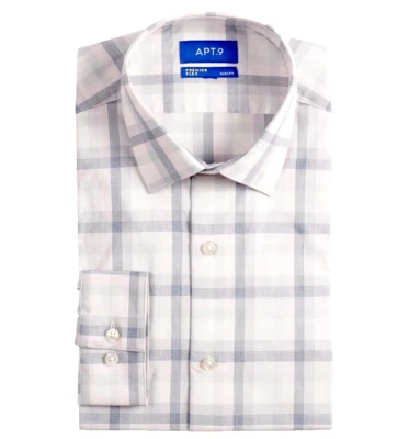 Camisa Para Hombre XL Manga Larga Elastizada 34 35 Calce Ajustado Top Rosa Cuadros X Grande 17 17.5 Foto 1 de 4