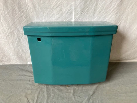 Antique Ceramic Dark Green Porcelain Toilet Wall Tank & Lid Vtg Standard 20-22E Cover