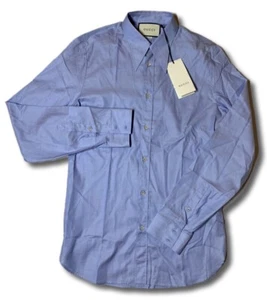 $650 Gucci Solid Light Blue Cotton Shirt Size Small, EU 15.5, Made in Italy - Picture 1 of 7