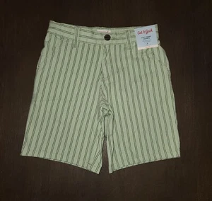 NEW BOYS CAT & JACK GREEN STRIPED FLAT FRONT SHORTS SIZE 8 - Picture 1 of 2