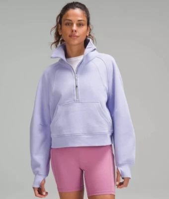Moletom de mergulho Lululemon XL/XXL lilás fumaça tamanho grande pescoço funil meio zíper - Imagem 1 de 4
