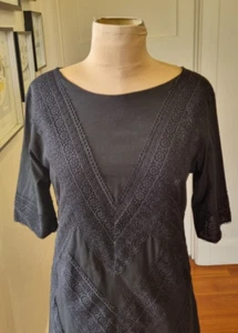 Magali Pascal size 10 ( S ) Black half sleeve lace detail shift dress - Picture 1 of 10