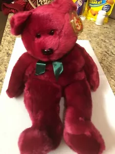 Ty Beanie Buddy Teddy The Bear Cranberry Color MWMT Plush Animal 13" MWMT - Picture 1 of 8