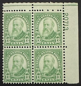 US 13 Cents #694 plate block Of 4 Harrison 1931 Green MNH OG - Picture 1 of 1